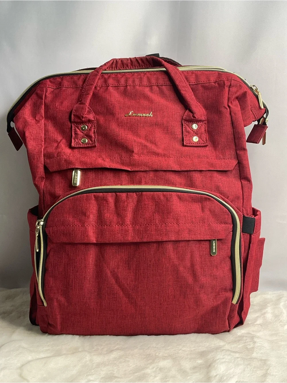 LOVEVOOK Red Travel / Diaper Backpack – Multi-Compartment Laptop & Mom Bag